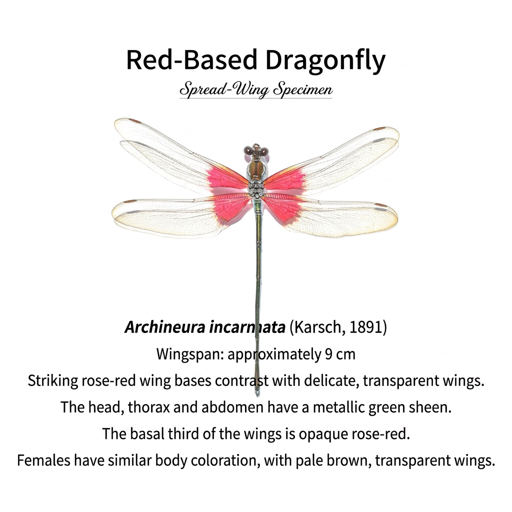 Rose Glasswing Butterfly & Red-Winged Dragonfly – White Framed Specimen Display