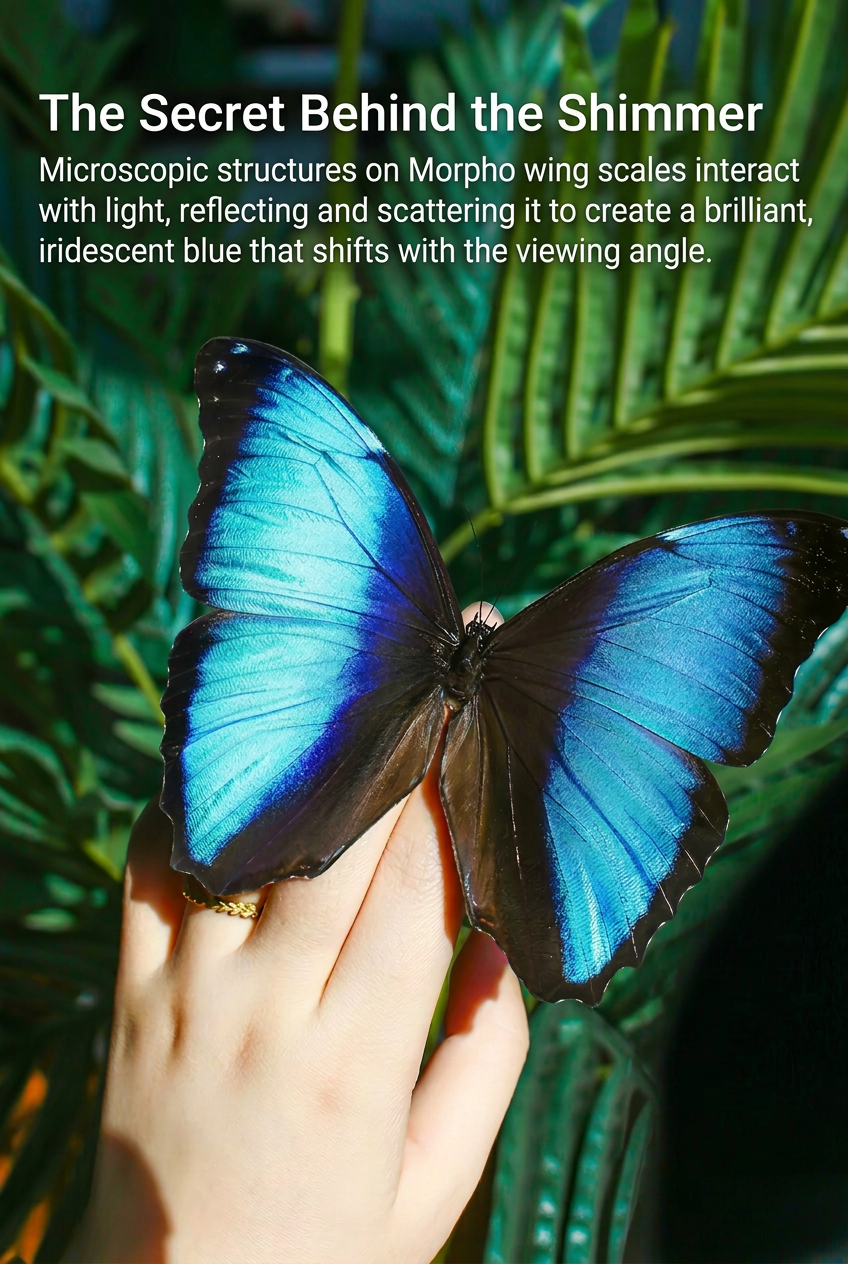Framed Morpho deidamia Butterfly Specimen | Iridescent Blue Wings