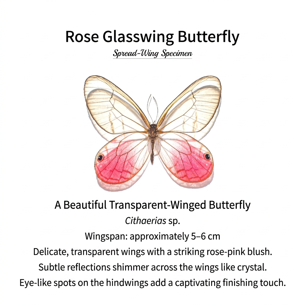 Rose Glasswing Butterfly & Red-Winged Dragonfly – White Framed Specimen Display