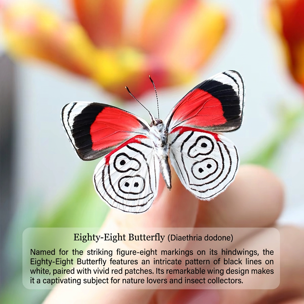 Framed Eighty-Eight Butterfly Specimen | Diaethria dodone, 12.1 × 12.1 cm Wooden Frame