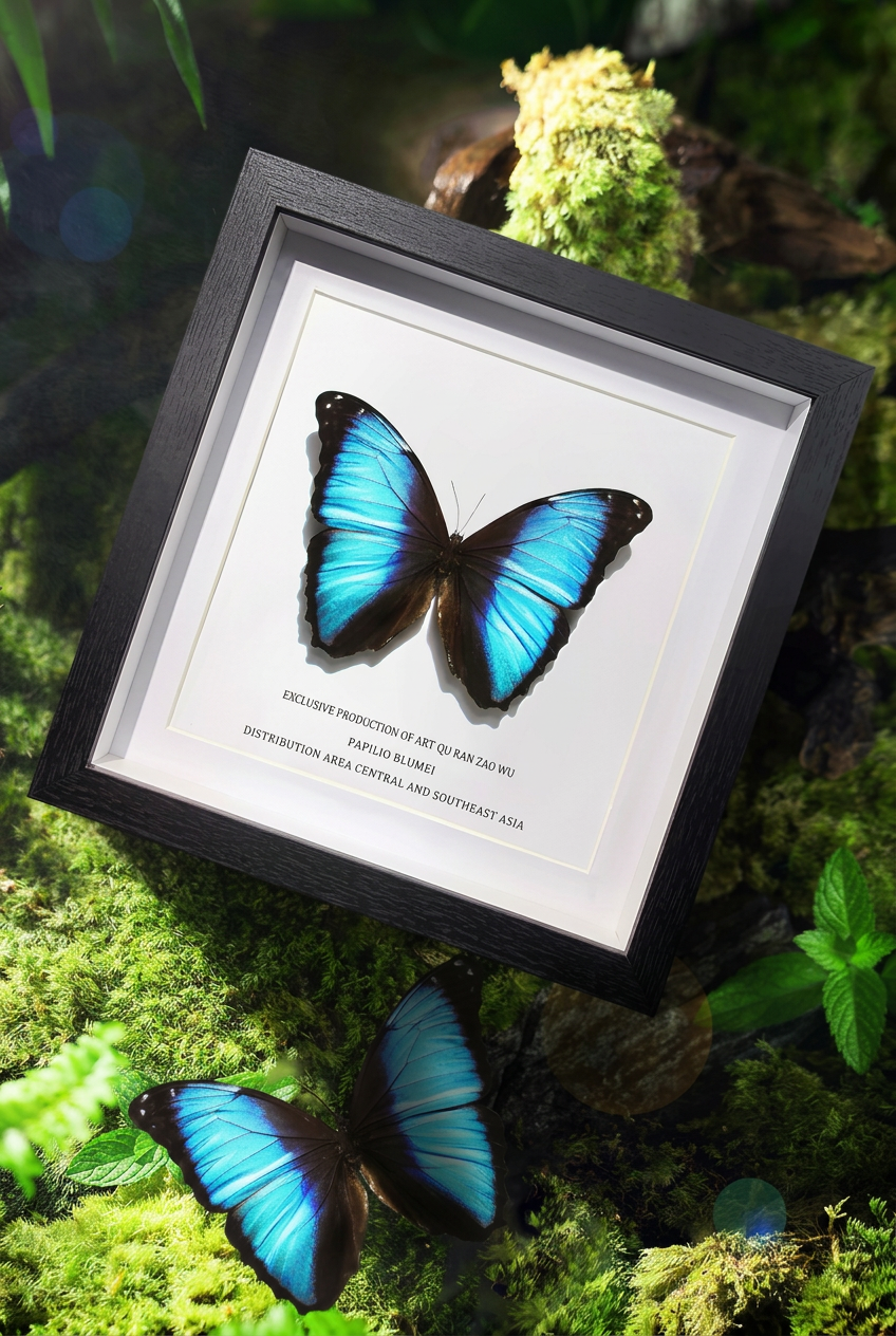 Framed Morpho deidamia Butterfly Specimen | Iridescent Blue Wings
