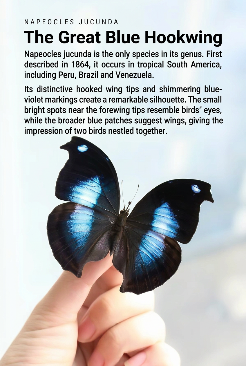 Framed Napeocles jucunda Butterfly Specimen | Iridescent Blue Wings, 23 × 28 cm